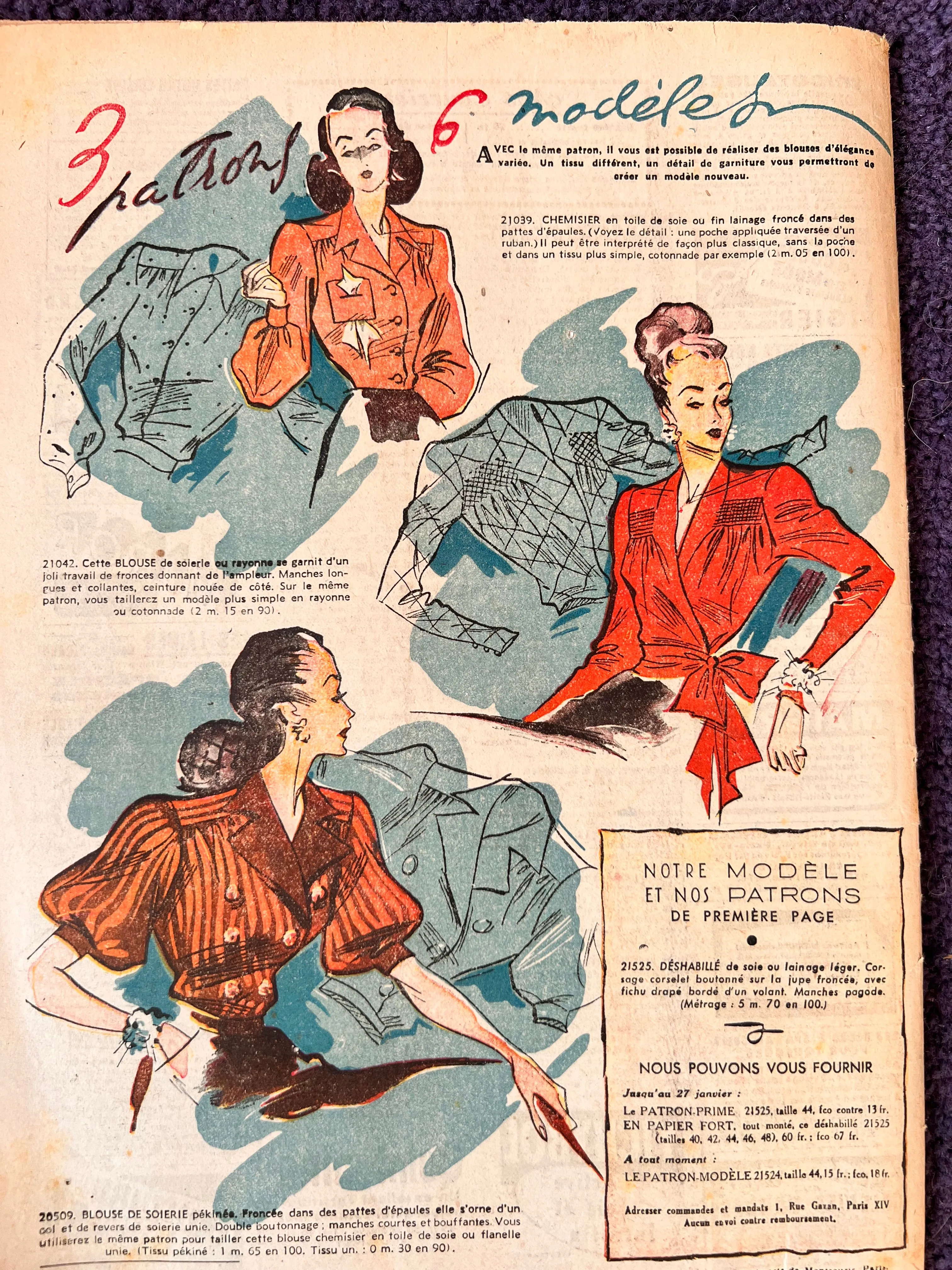 1947 French Le Petit Echo de la Mode -6 Part Copies.