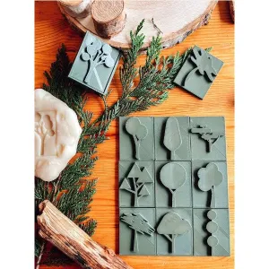 Abstract Tree Eco Stamp Tile Collection
