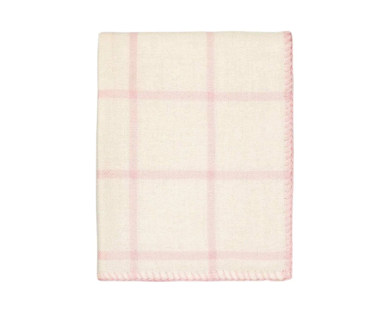 Alicia Adams Alpaca Graydon Throw in Ivory and Light Pink Powder