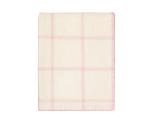 Alicia Adams Alpaca Graydon Throw in Ivory and Light Pink Powder