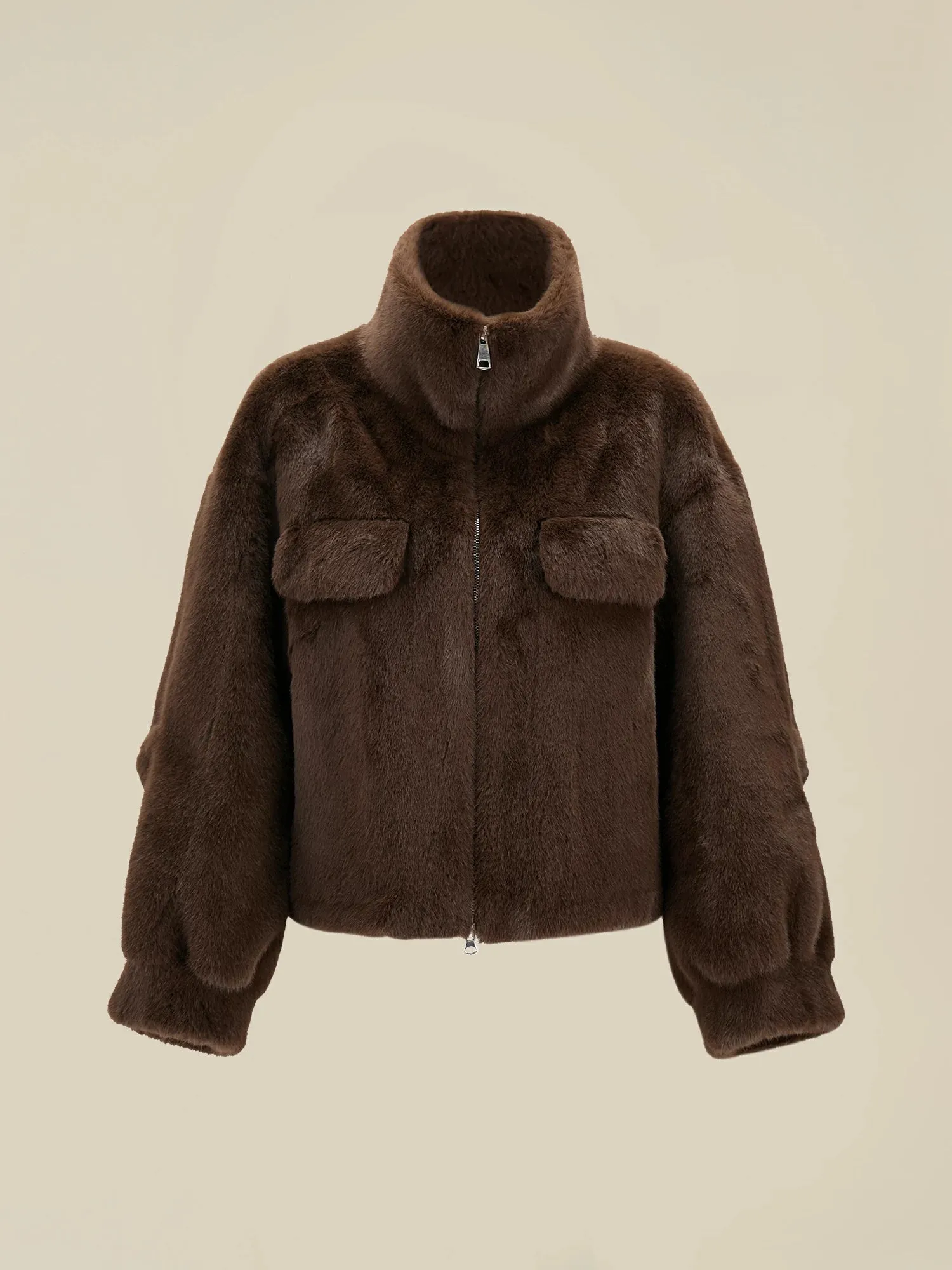 Amoretu Lapel Long Sleeve Eco-Friendly Fur Coat