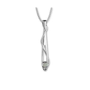 Aurora Sterling Silver Long Pendant With Opal - SP142