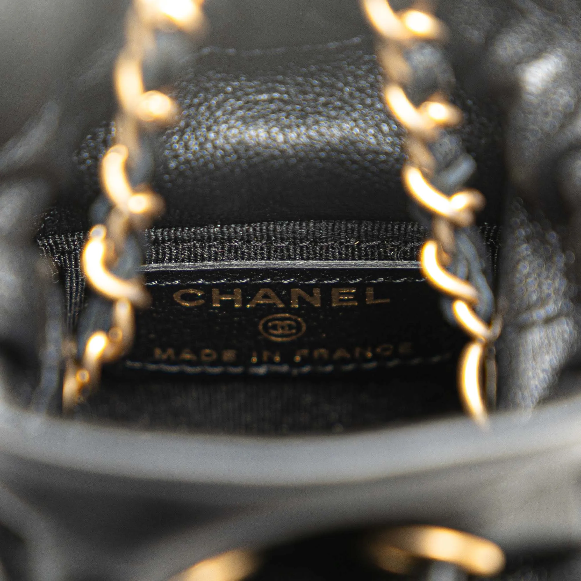Black Chanel Mini Calfskin Square Drawstring Bucket Bag