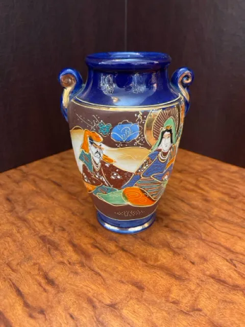 Blue Multi Colored Japenese Vase