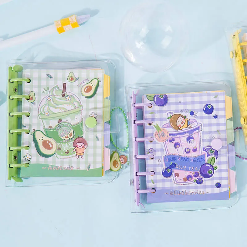 BoBo Tea Cartoon Graphic A6 6 Ring Refilled Binder Planner