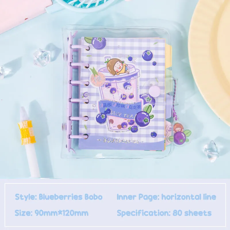BoBo Tea Cartoon Graphic A6 6 Ring Refilled Binder Planner