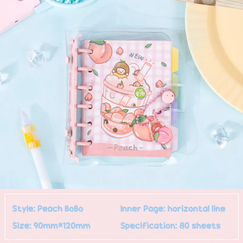 BoBo Tea Cartoon Graphic A6 6 Ring Refilled Binder Planner