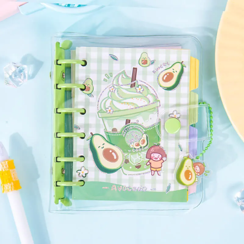BoBo Tea Cartoon Graphic A6 6 Ring Refilled Binder Planner