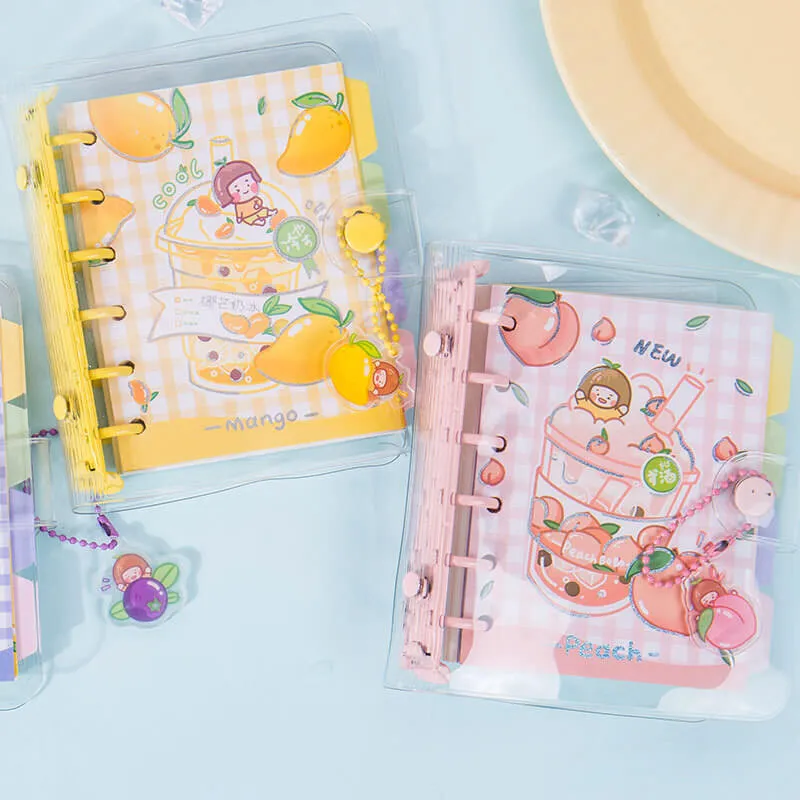BoBo Tea Cartoon Graphic A6 6 Ring Refilled Binder Planner