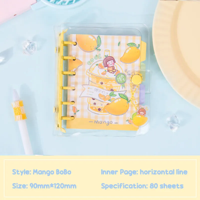 BoBo Tea Cartoon Graphic A6 6 Ring Refilled Binder Planner