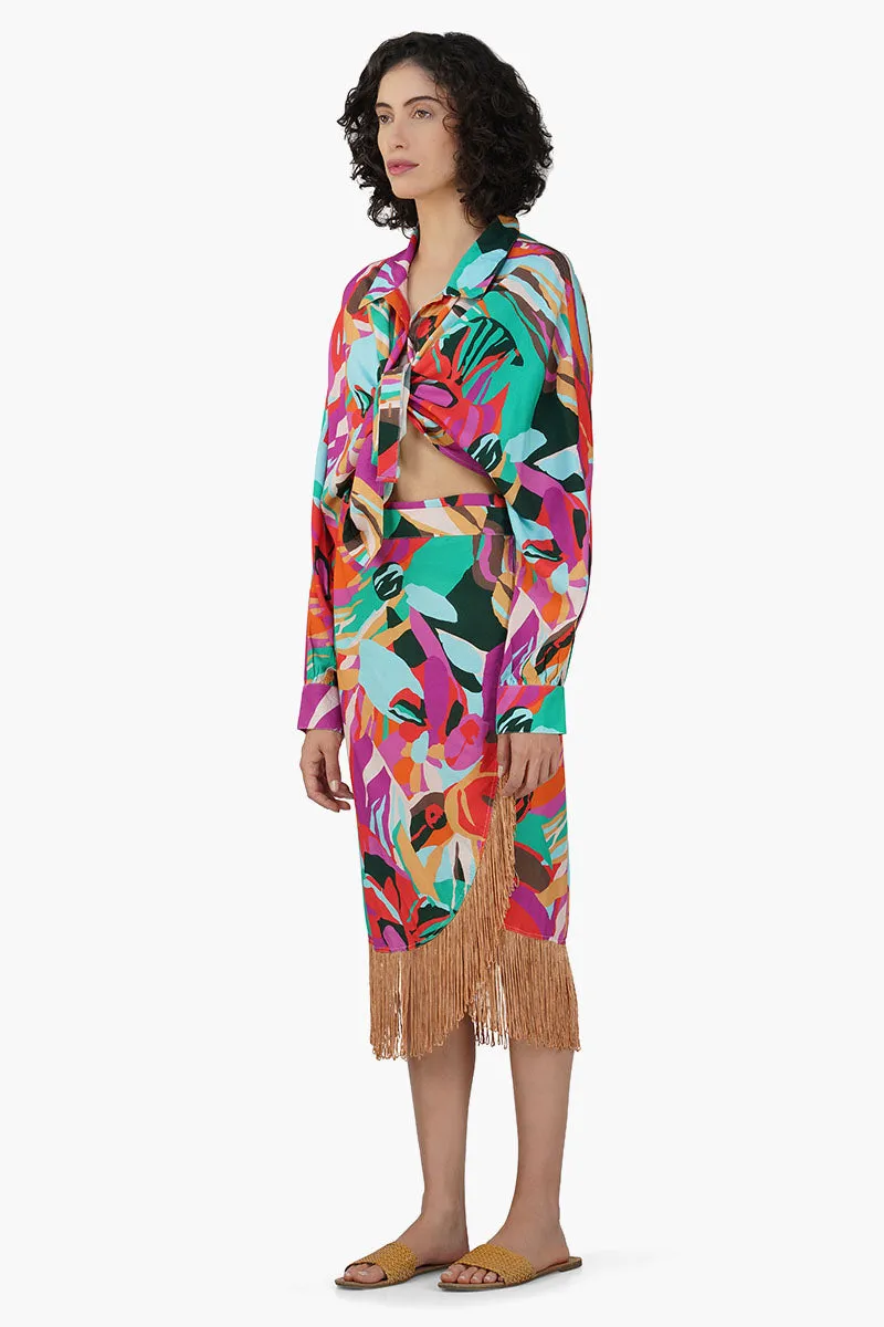 Candy Rose Printed Fringes Skirt