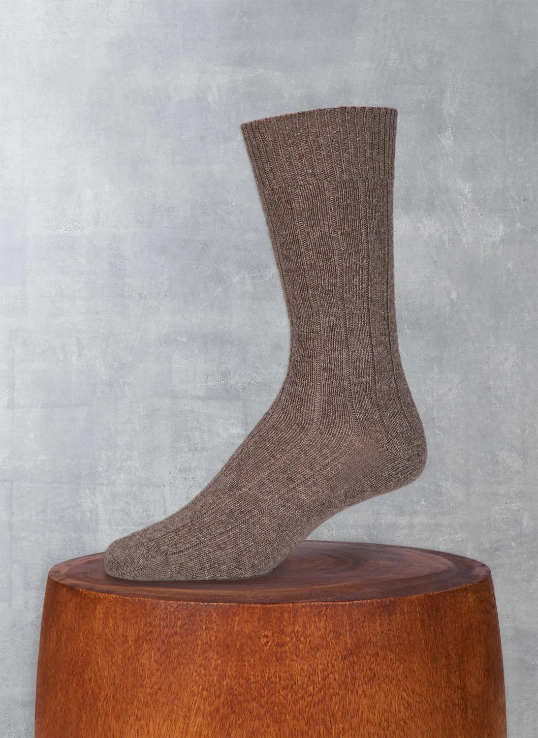Cashmere Blend Rib Sock in Taupe