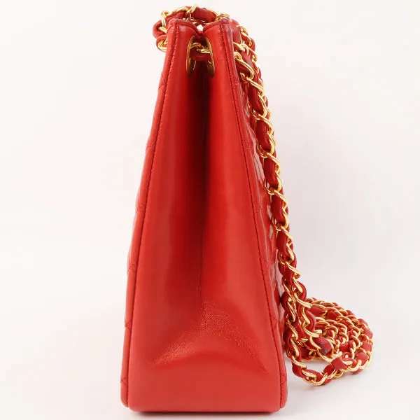 Chanel Around 1995 Made Paris Limited Cc Mark Plate 2Way Chain Bag Red