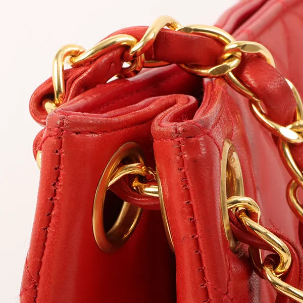 Chanel Around 1995 Made Paris Limited Cc Mark Plate 2Way Chain Bag Red