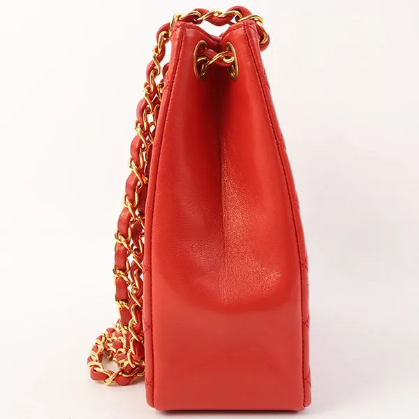Chanel Around 1995 Made Paris Limited Cc Mark Plate 2Way Chain Bag Red