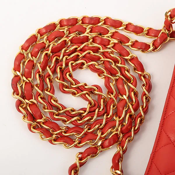 Chanel Around 1995 Made Paris Limited Cc Mark Plate 2Way Chain Bag Red
