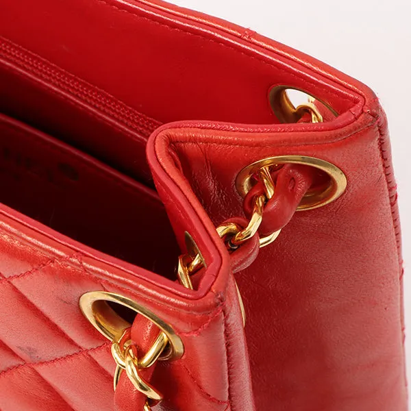 Chanel Around 1995 Made Paris Limited Cc Mark Plate 2Way Chain Bag Red