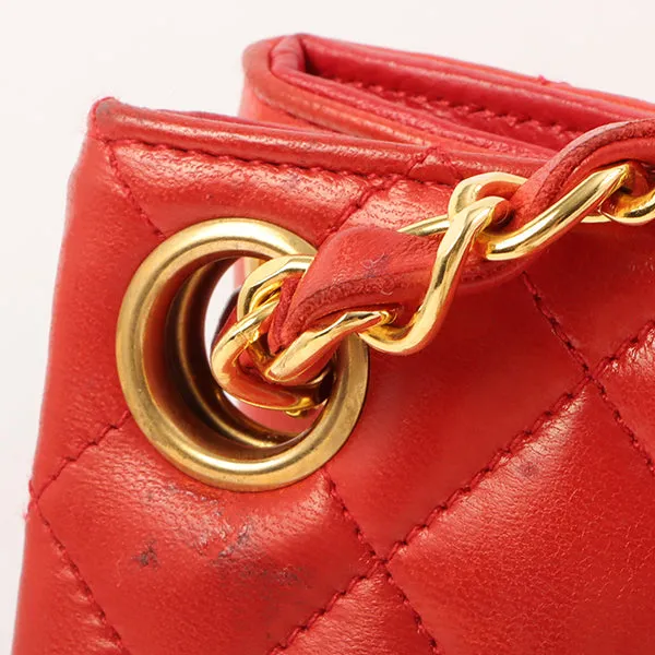 Chanel Around 1995 Made Paris Limited Cc Mark Plate 2Way Chain Bag Red