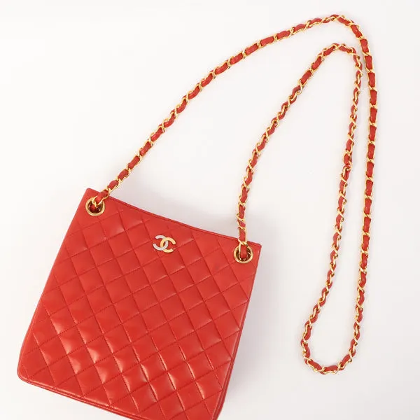 Chanel Around 1995 Made Paris Limited Cc Mark Plate 2Way Chain Bag Red