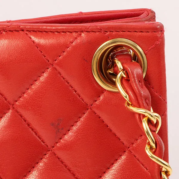Chanel Around 1995 Made Paris Limited Cc Mark Plate 2Way Chain Bag Red