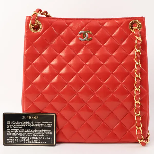 Chanel Around 1995 Made Paris Limited Cc Mark Plate 2Way Chain Bag Red