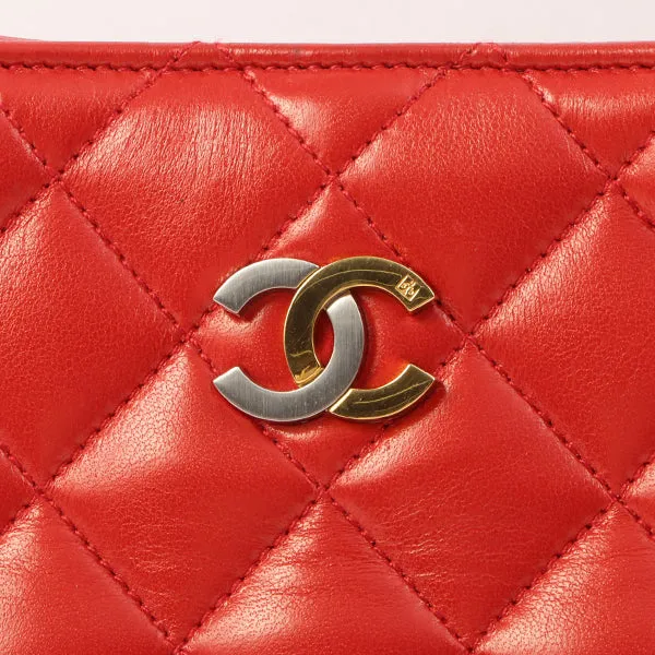 Chanel Around 1995 Made Paris Limited Cc Mark Plate 2Way Chain Bag Red