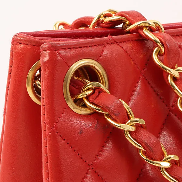 Chanel Around 1995 Made Paris Limited Cc Mark Plate 2Way Chain Bag Red
