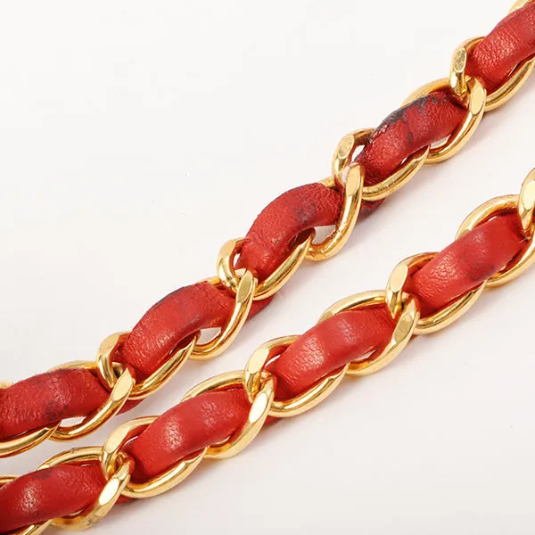 Chanel Around 1995 Made Paris Limited Cc Mark Plate 2Way Chain Bag Red