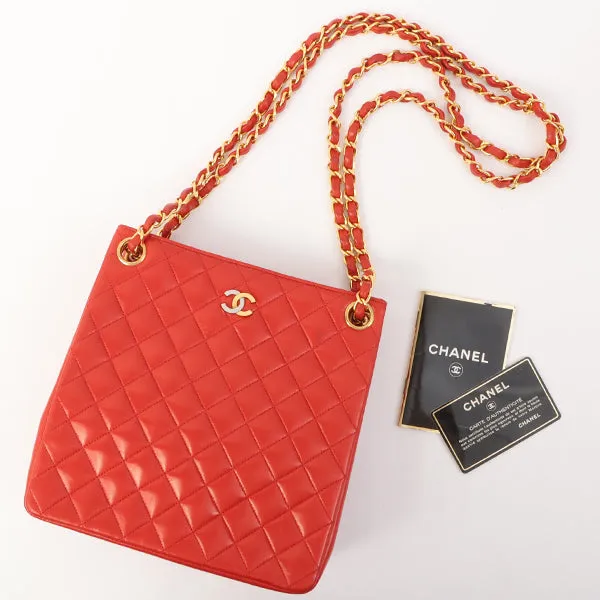 Chanel Around 1995 Made Paris Limited Cc Mark Plate 2Way Chain Bag Red