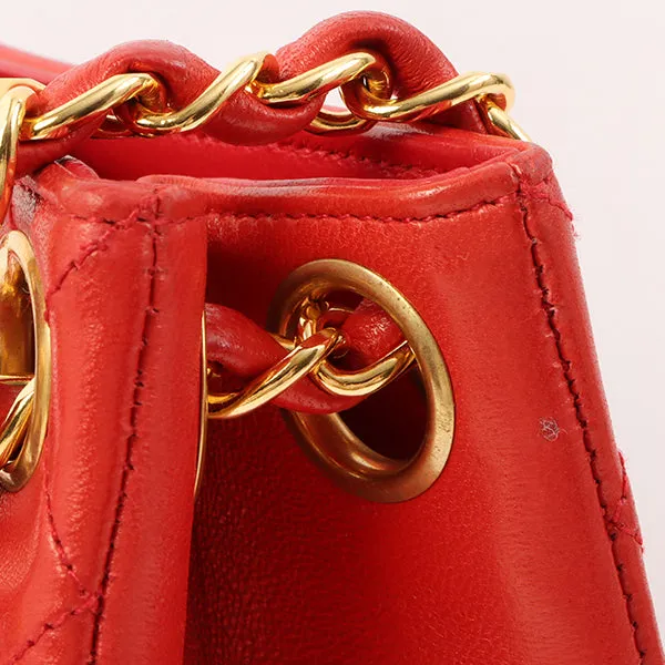Chanel Around 1995 Made Paris Limited Cc Mark Plate 2Way Chain Bag Red
