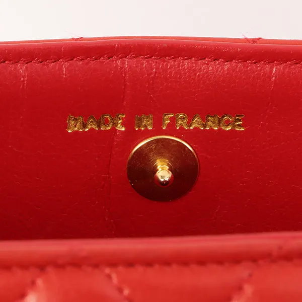 Chanel Around 1995 Made Paris Limited Cc Mark Plate 2Way Chain Bag Red