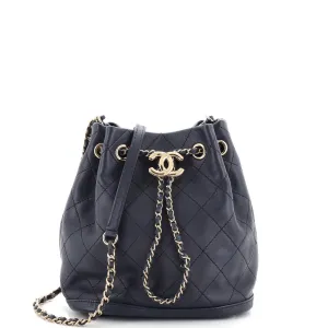 Chanel Cc Drawstring Bucket Bag Quilted