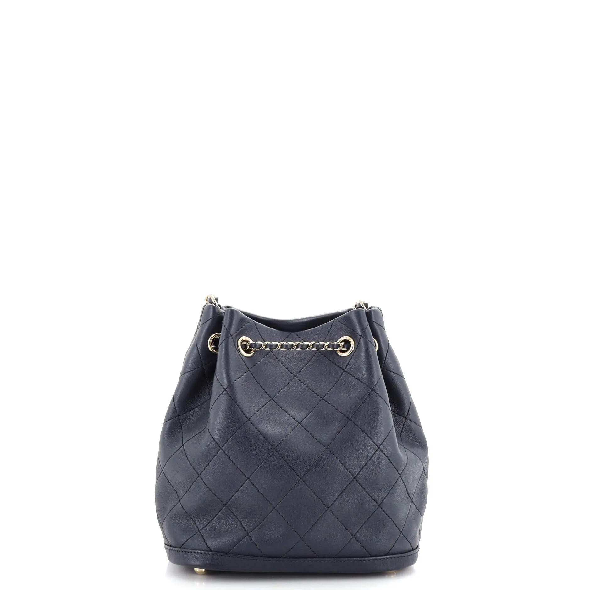 Chanel Cc Drawstring Bucket Bag Quilted