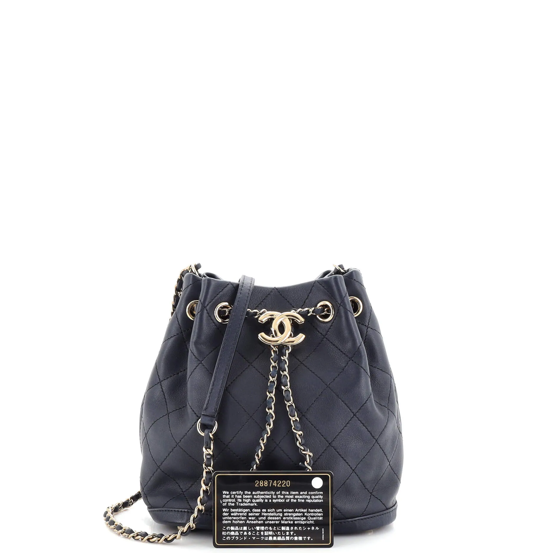 Chanel Cc Drawstring Bucket Bag Quilted