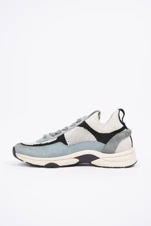 Chanel CC Logo Knit Sneaker White   Blue   Black Suede EU 38.5 UK 5.5
