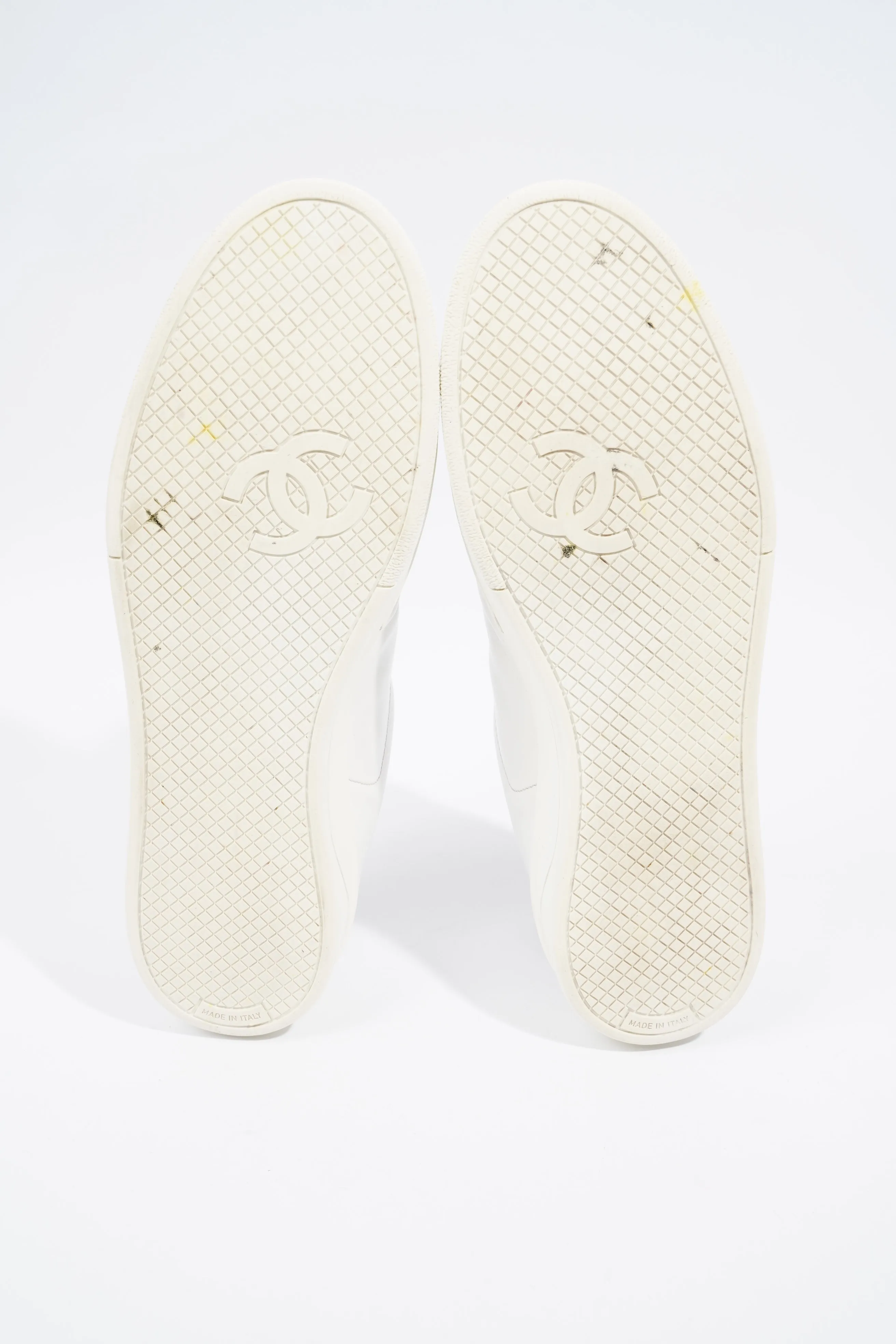 Chanel CC Logo Lace Up White   Black Leather EU 41.5 UK 8.5