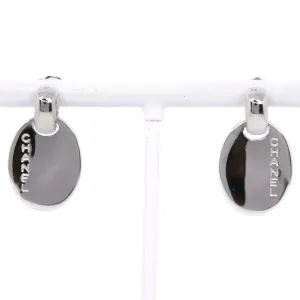Chanel CHANEL logo plate Stud Earrings Oval Silver 925 French made  8.1g  logo  A-rang