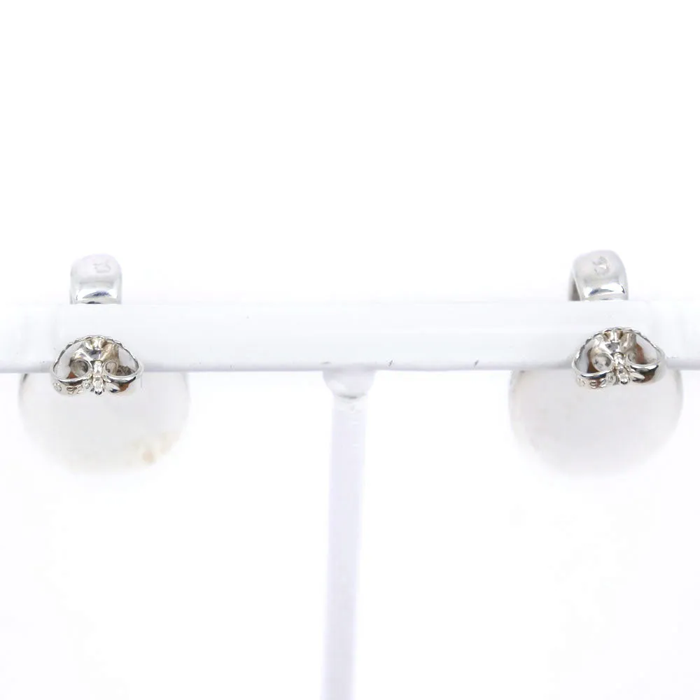 Chanel CHANEL logo plate Stud Earrings Oval Silver 925 French made  8.1g  logo  A-rang