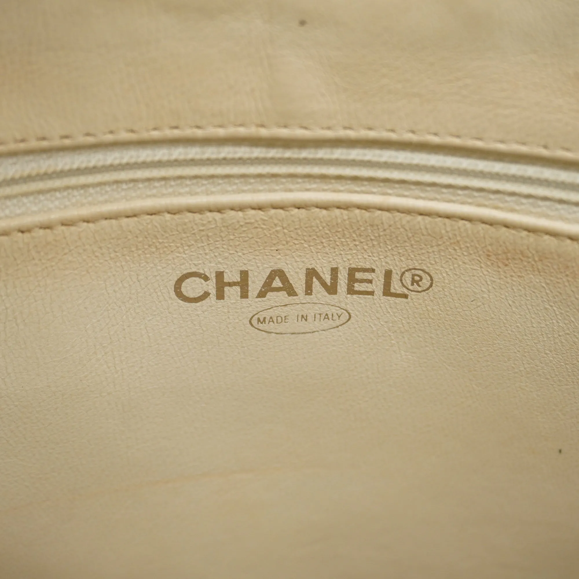 CHANEL   Chocolate Bar Chain Shoulder Women's Patent Leather Beige,Black