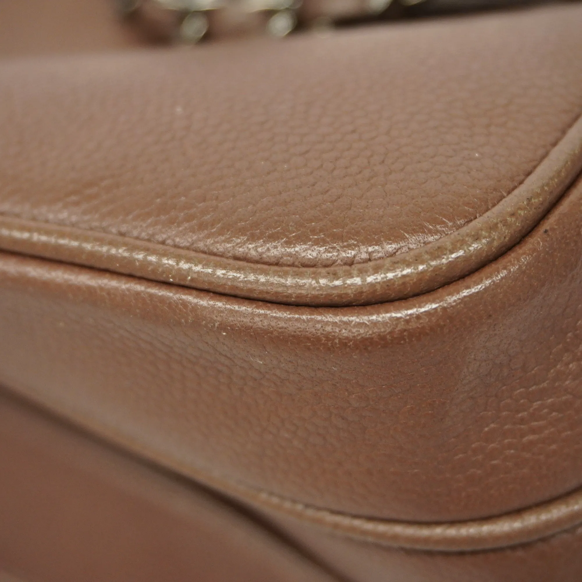CHANEL   Matelasse 2.55 Chain Shoulder Caviar Leather Shoulder Bag Brown