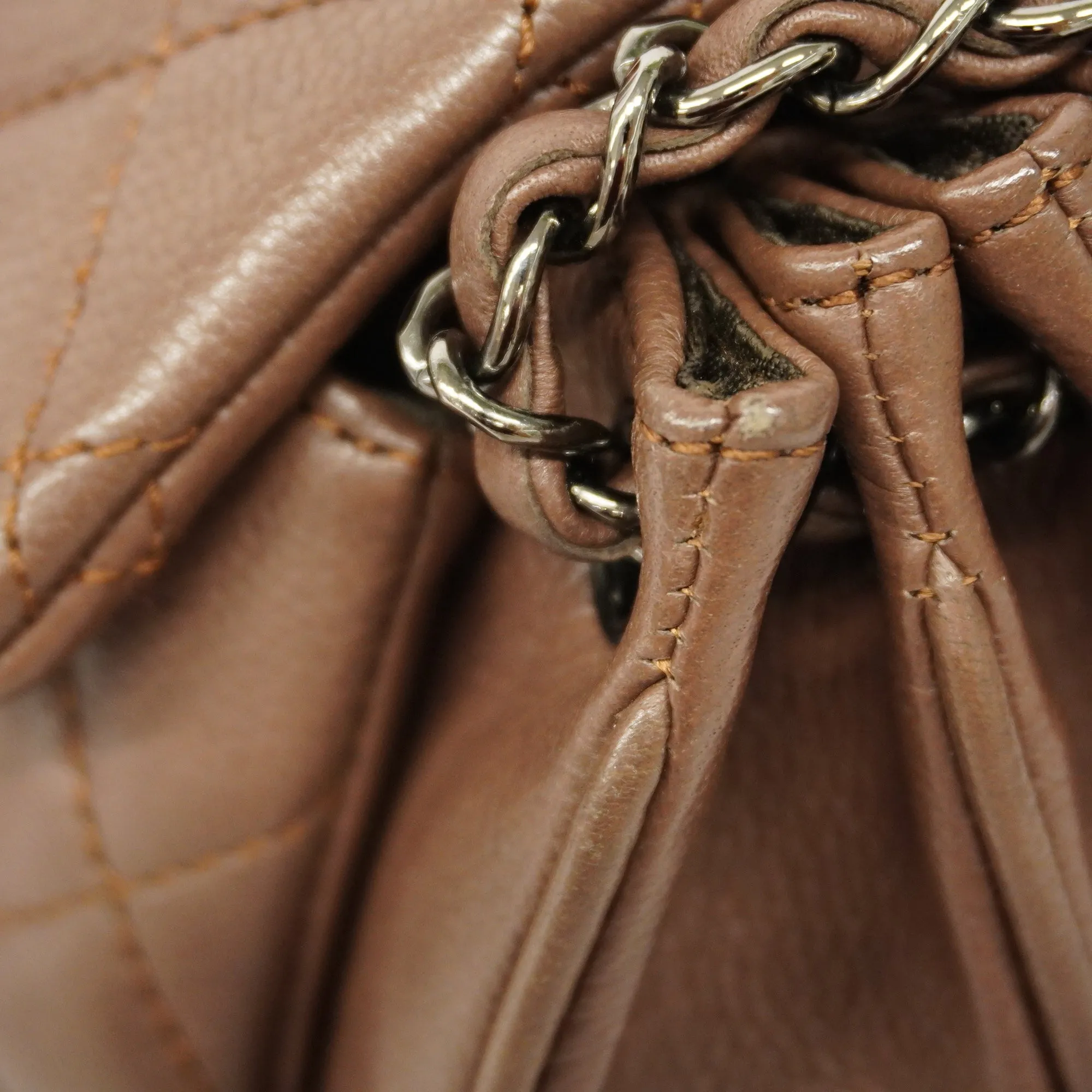 CHANEL   Matelasse 2.55 Chain Shoulder Caviar Leather Shoulder Bag Brown