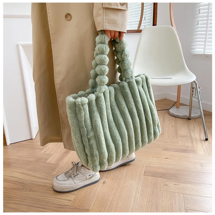 Eco Friendly Faux Fur Shopper Tote Bag-Showtown