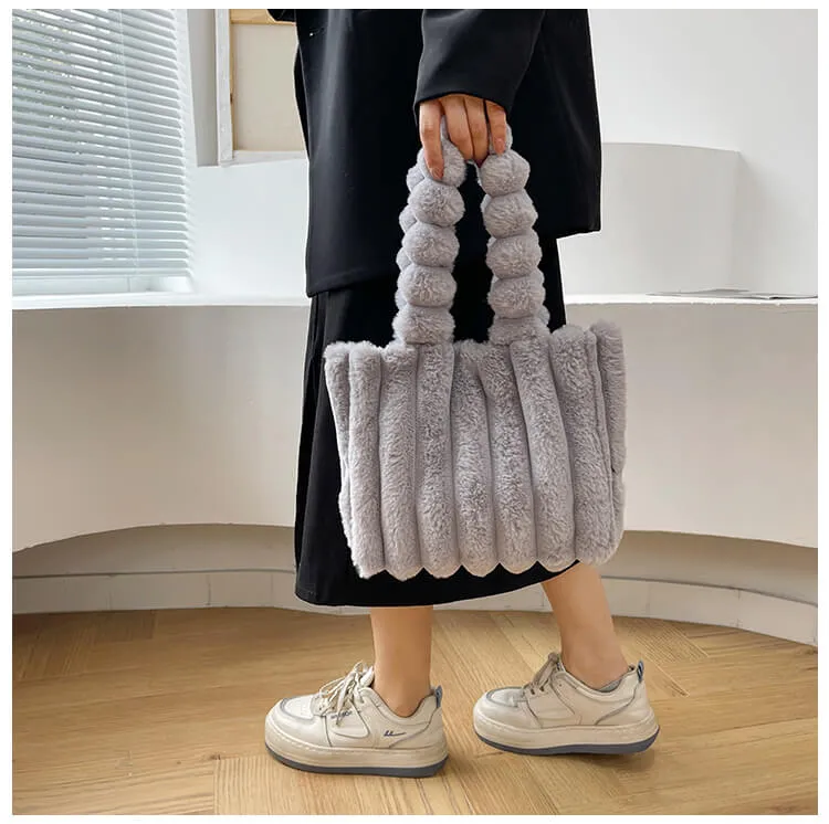 Eco Friendly Faux Fur Shopper Tote Bag-Showtown