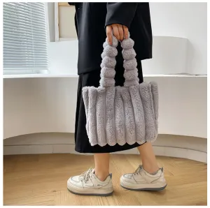 Eco Friendly Faux Fur Shopper Tote Bag-Showtown