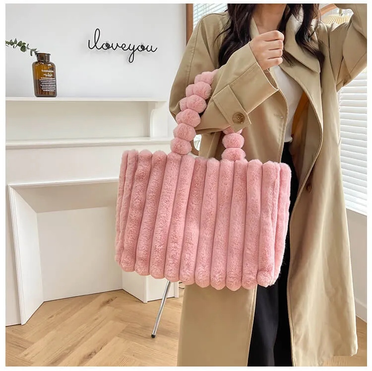 Eco Friendly Faux Fur Shopper Tote Bag-Showtown