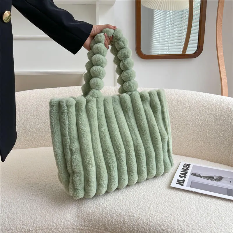 Eco Friendly Faux Fur Shopper Tote Bag-Showtown