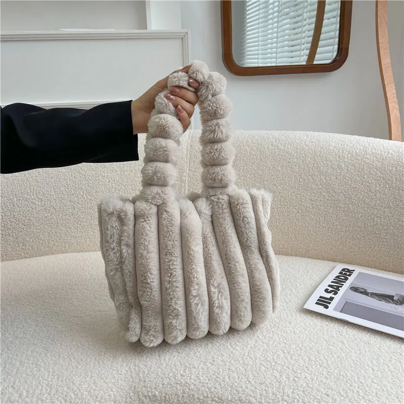 Eco Friendly Faux Fur Shopper Tote Bag-Showtown