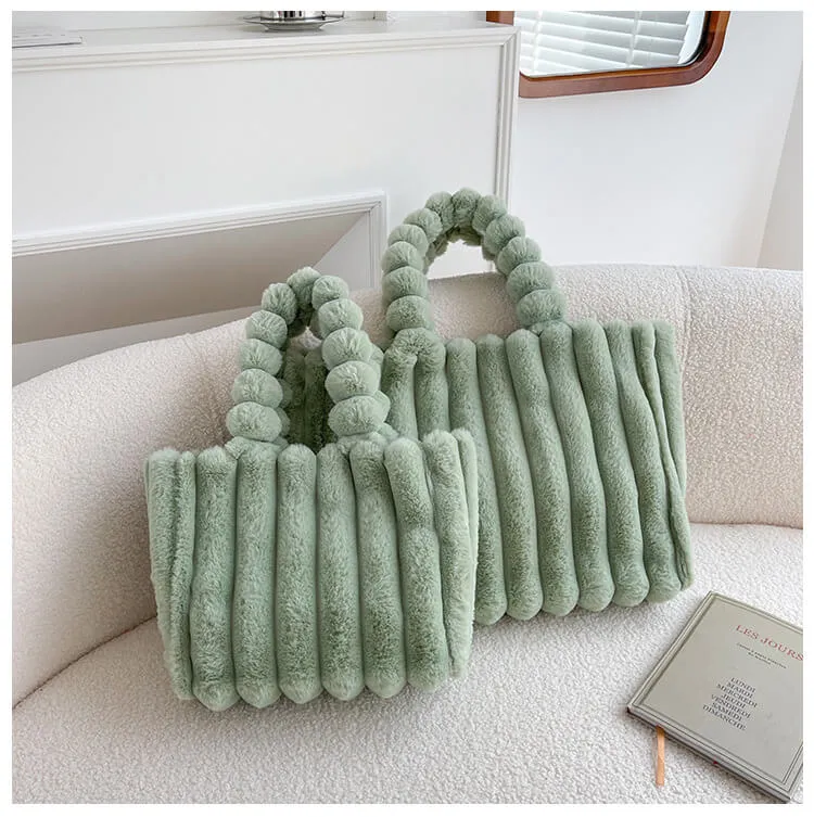 Eco Friendly Faux Fur Shopper Tote Bag-Showtown