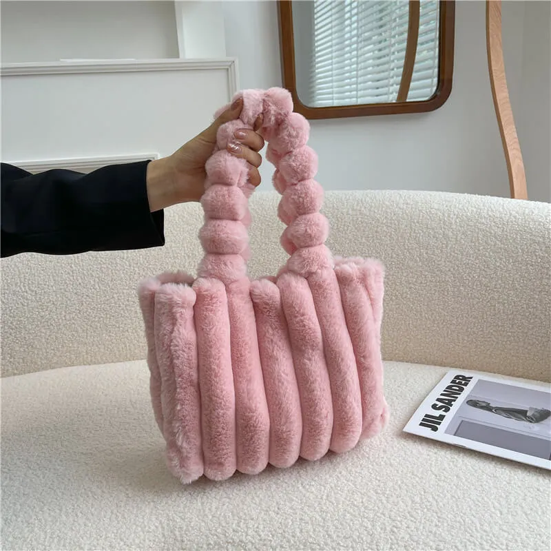 Eco Friendly Faux Fur Shopper Tote Bag-Showtown
