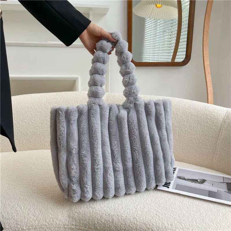 Eco Friendly Faux Fur Shopper Tote Bag-Showtown